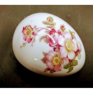 Vintage 1980's Floral Egg Trinket Box Gerold Porzellan Tettau Bavaria - West Ger